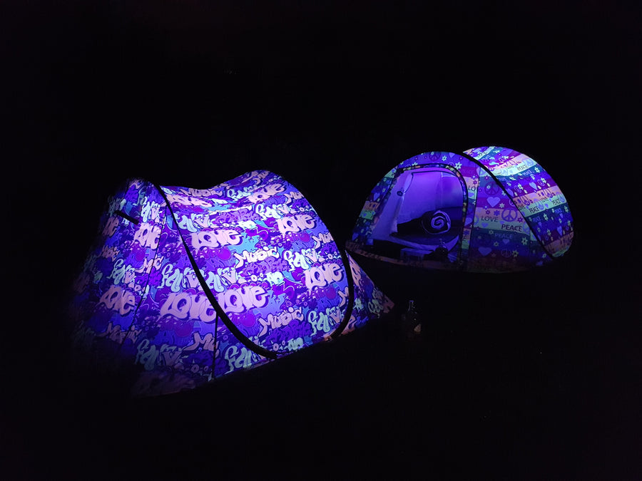 Graffiti Night Glow Tent + Tent Finder